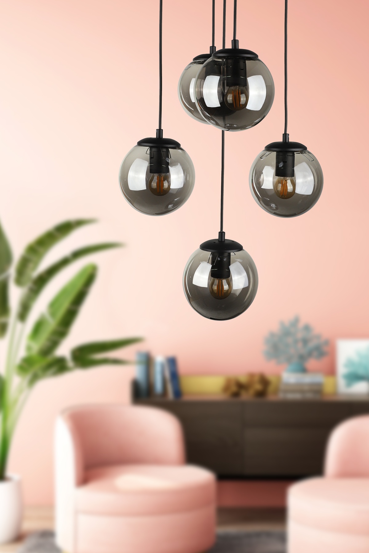 Alegro 5.Li Avize Siyah Füme Cam