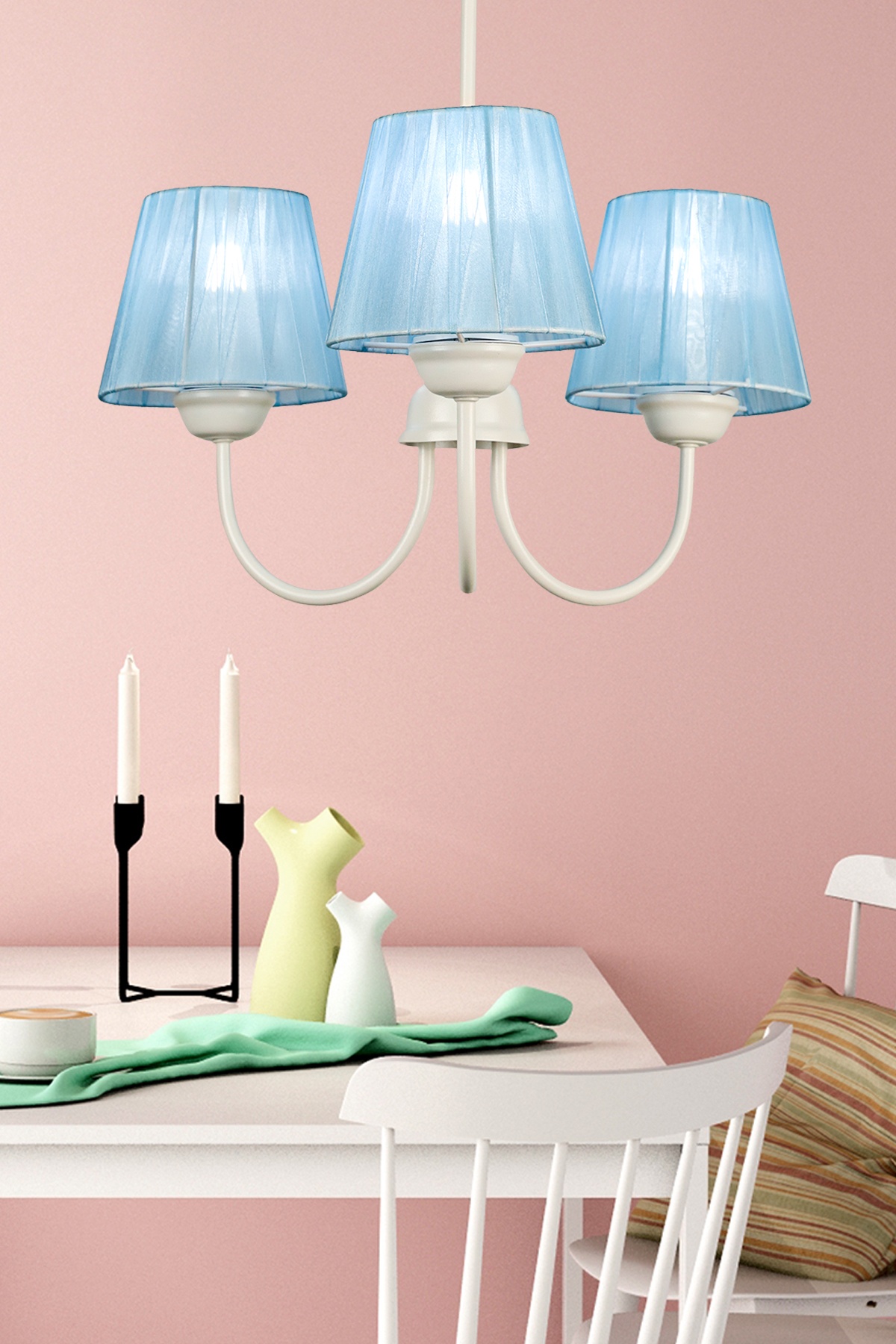 Ova 3.Lü Avize Beyaz Mavi Şapka