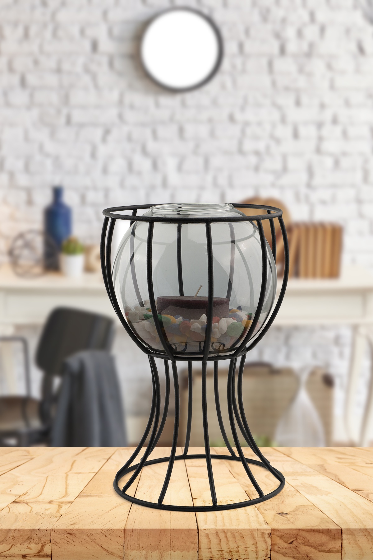 Prag Vazo Siyah Füme Cam