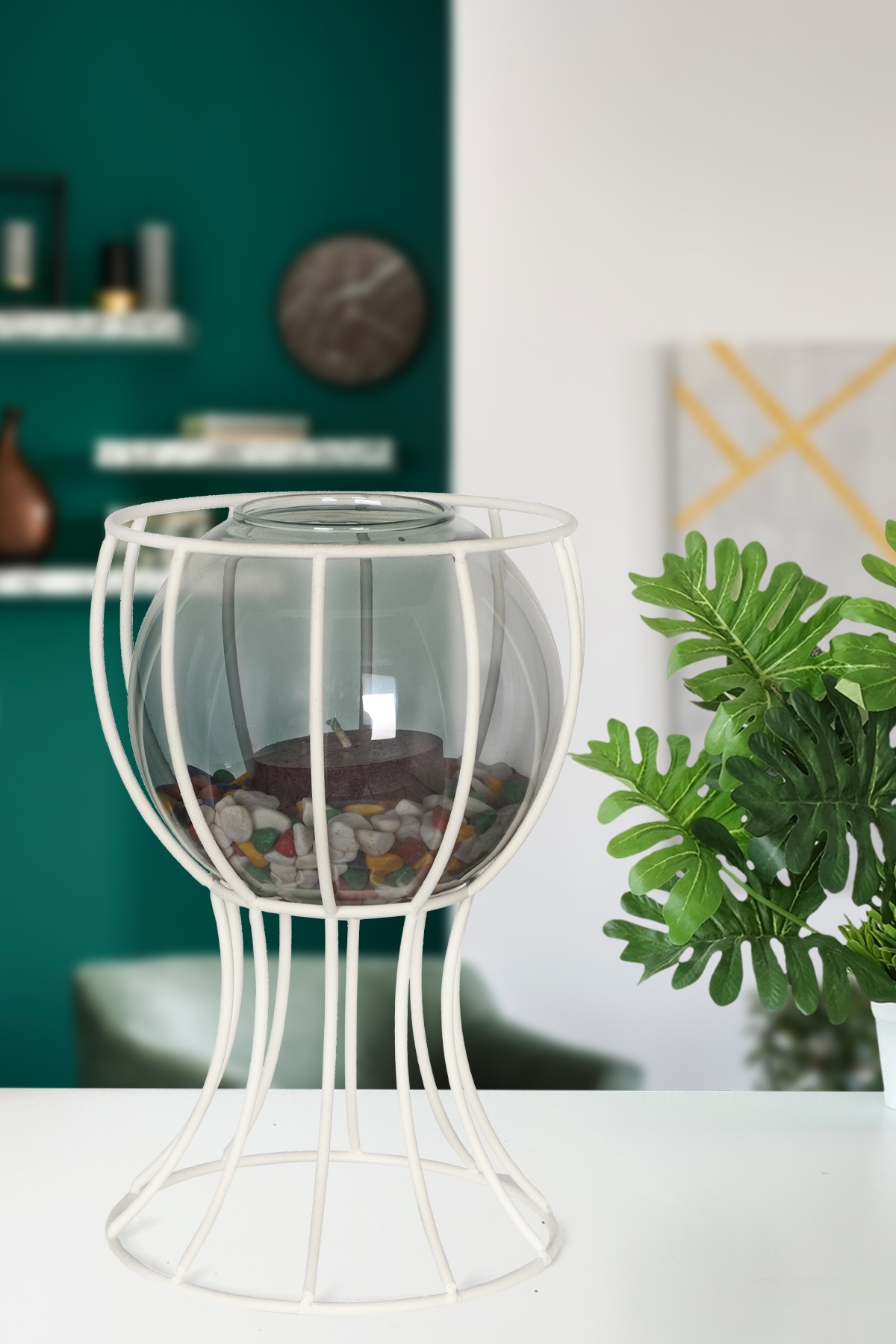 Prag Vazo Beyaz Füme Cam