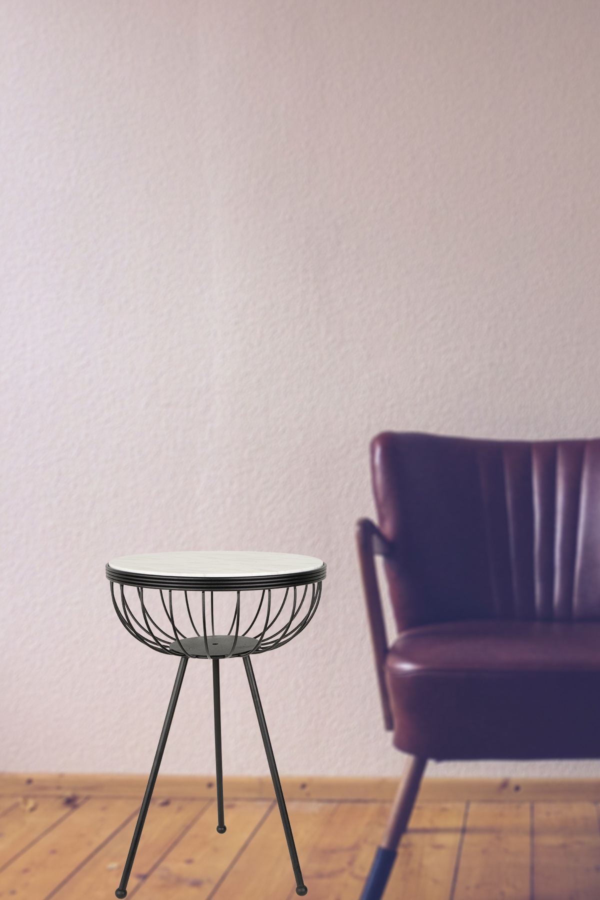 Alnira Sehpa Siyah Mermer Ahşap