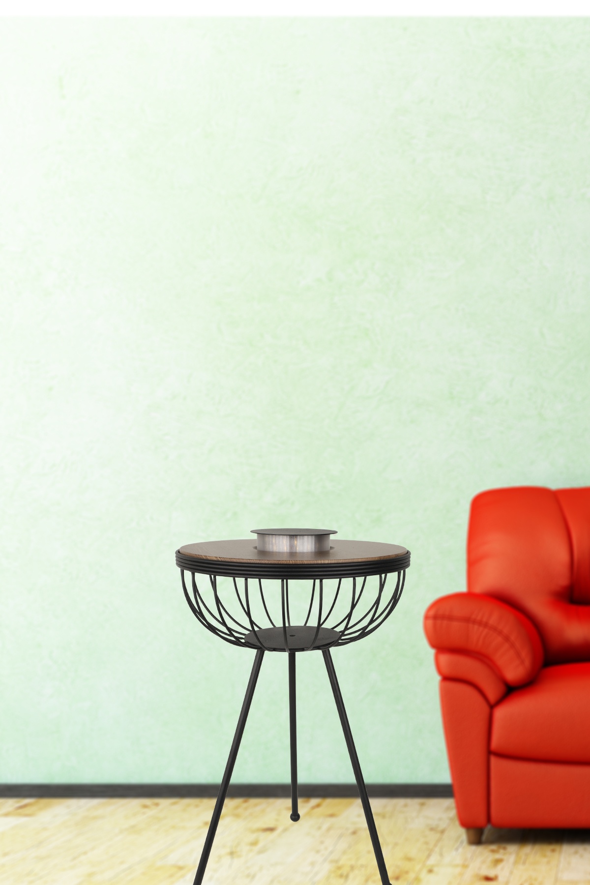 Velmora Ledli Pilli Sehpa Siyah Ceviz Ahşap