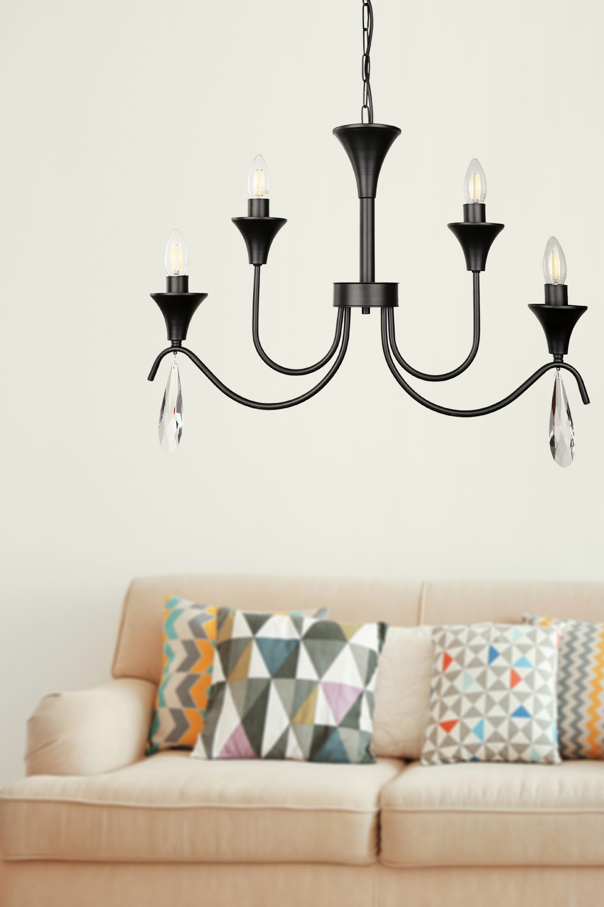 Luno 4.Lü Avize Siyah