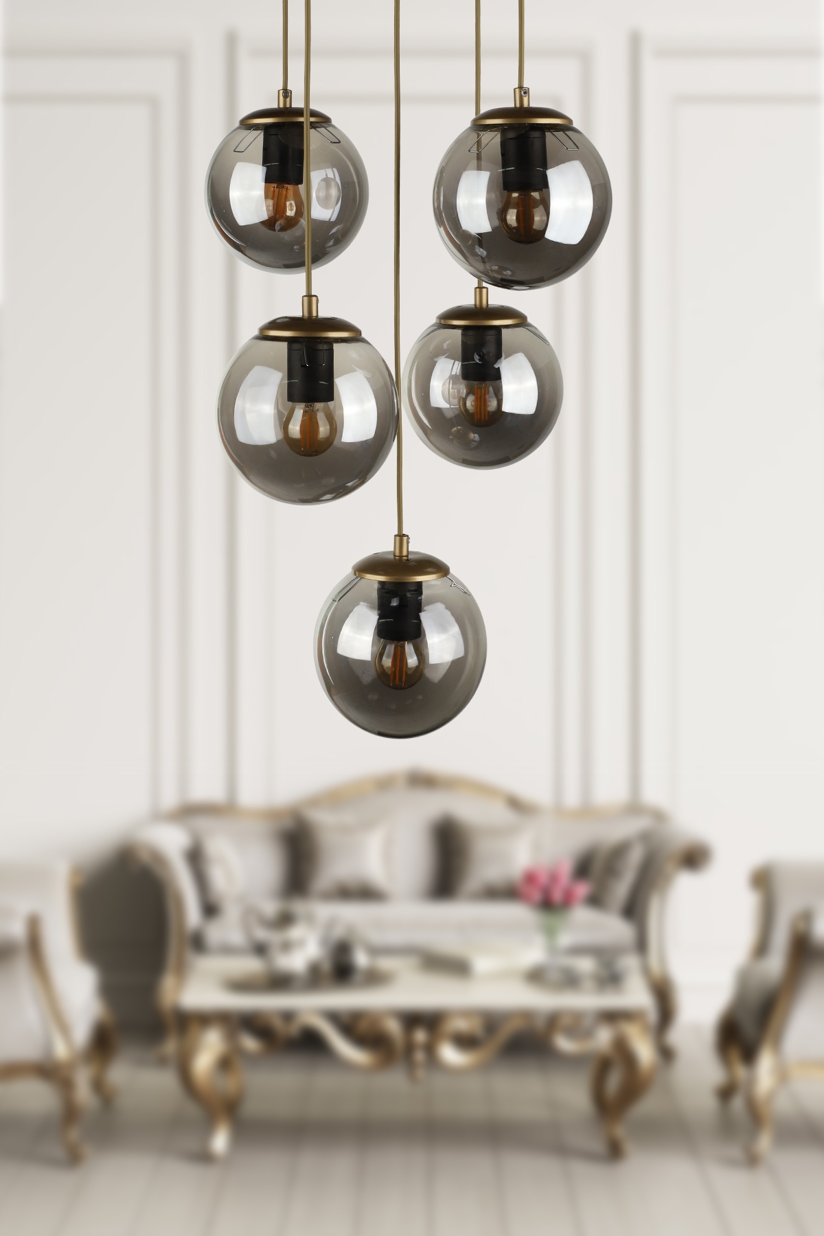 Alegro 5.Li Avize Eskitme Füme Cam