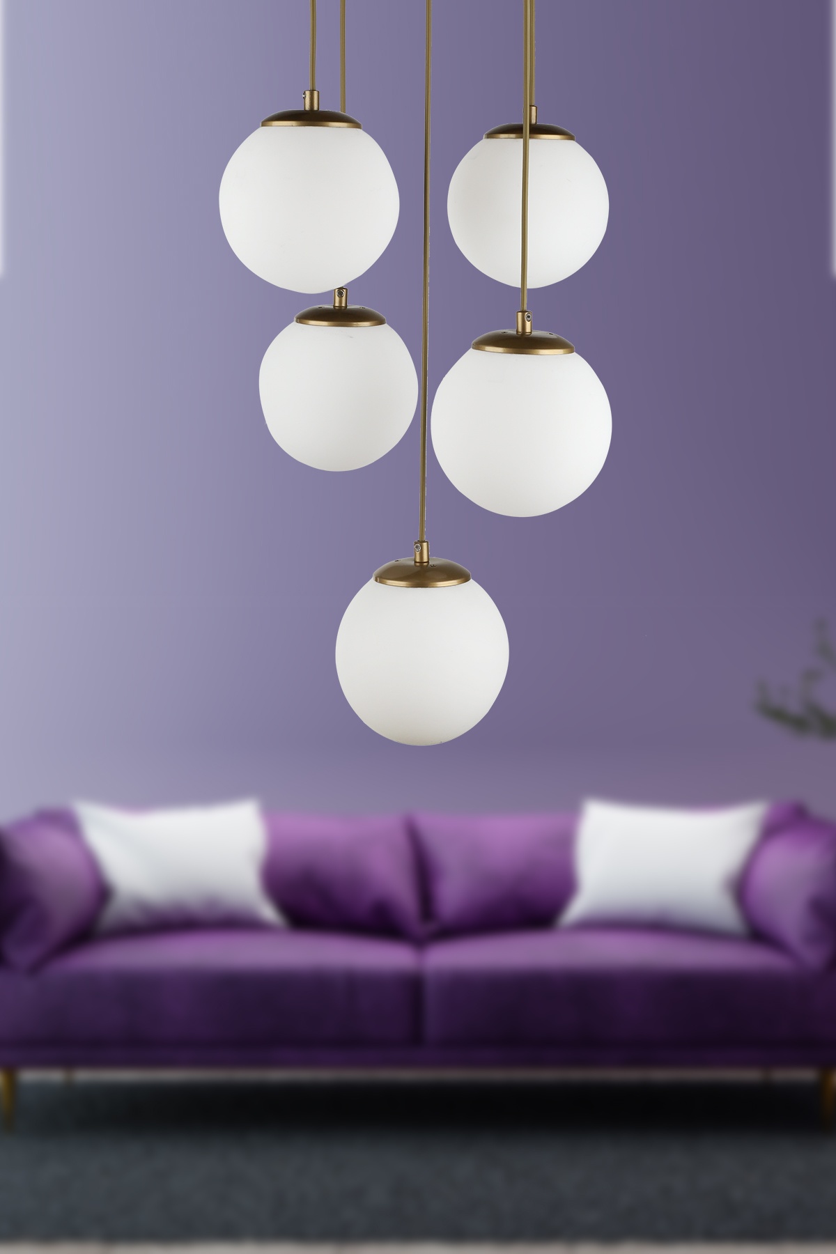 Alegro 5.Li Avize Eskitme Beyaz Cam